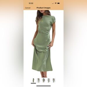 Satin Sage Midi Dress